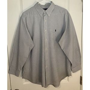 Ralph Lauren Classic Fit Blue Plaid Men's Long Sleeve Shirt Size 16 1/2- 32/33